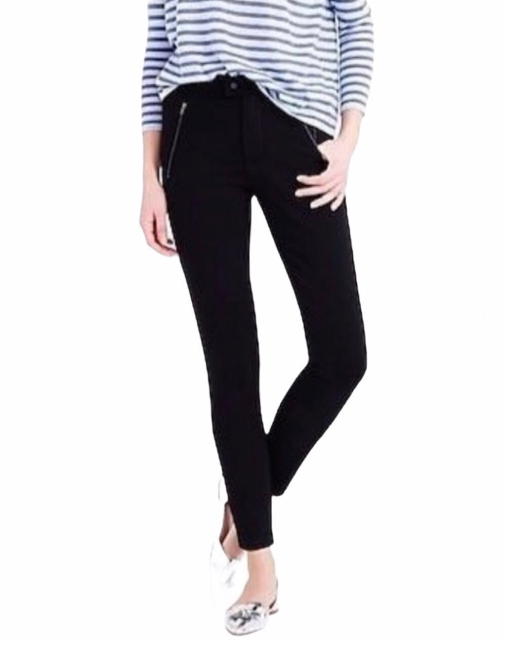 J. Crew Pixie Snap Front Ponte Pant Black B3985 Size 0